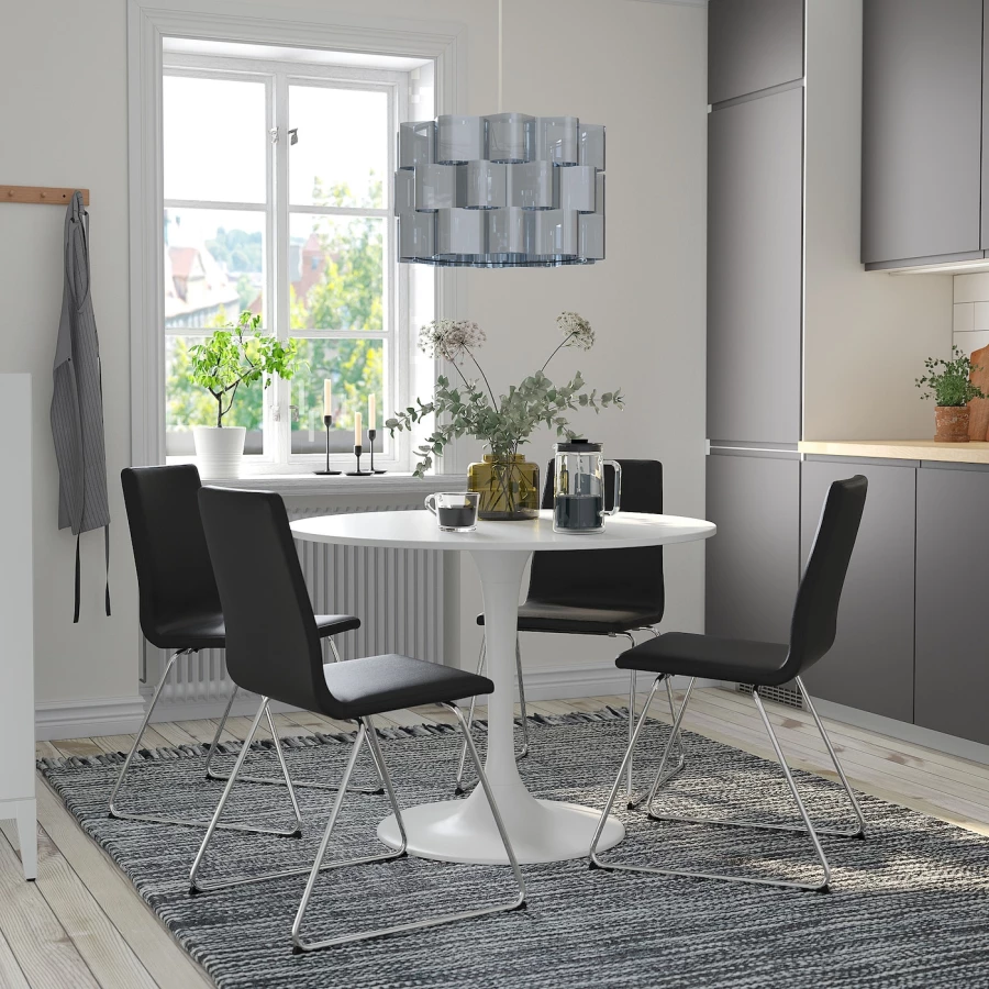 Набор кухонных столов - DOCKSTA/LILLÅNÄS IKEA/ ДОКСТА/ ЛИЛЛОНЭС ИКЕА, 103х75 см, белый/черный (изображение №2)