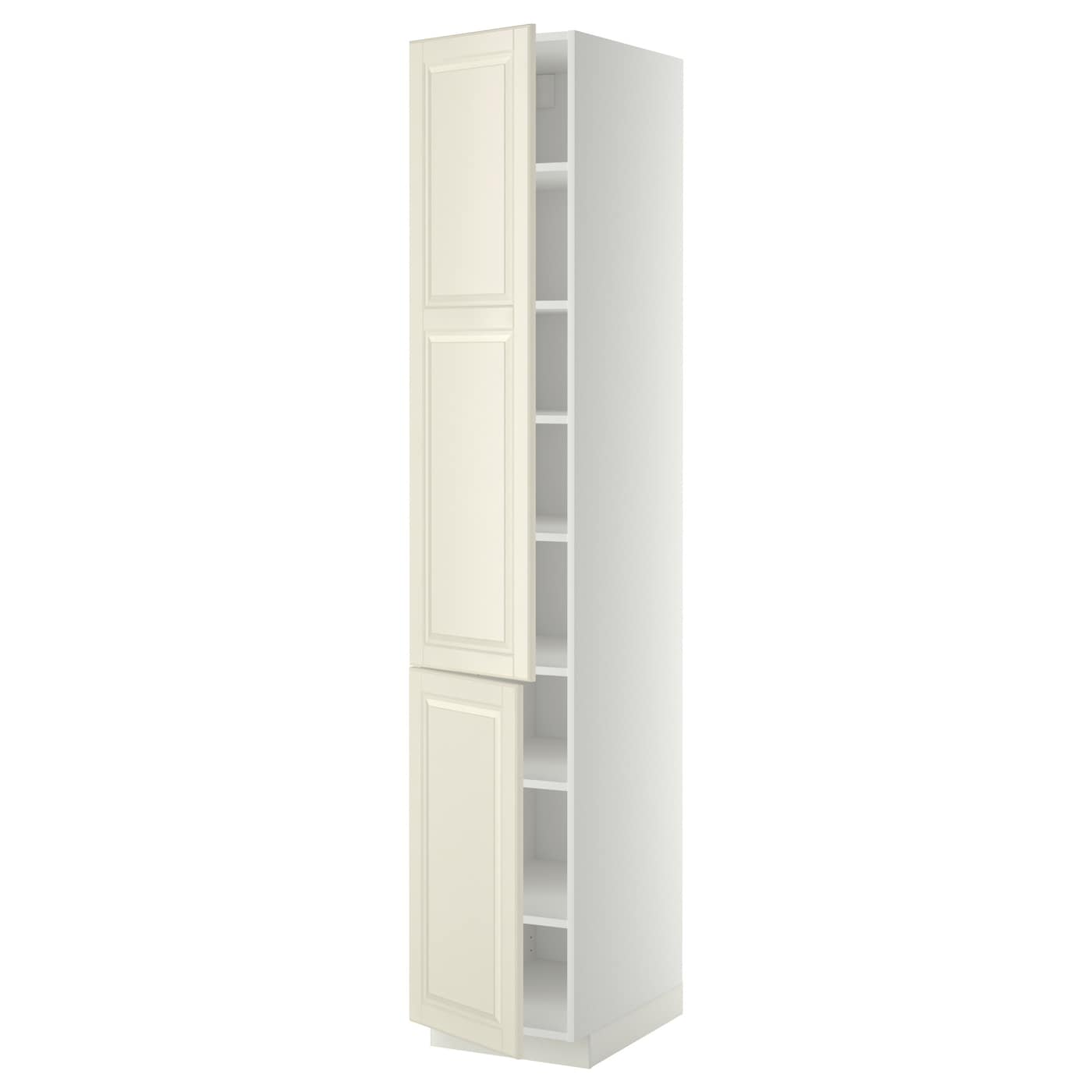 Высокий кухонный шкаф с полками - IKEA METOD/МЕТОД ИКЕА, 220х60х40 см, белый/кремовый