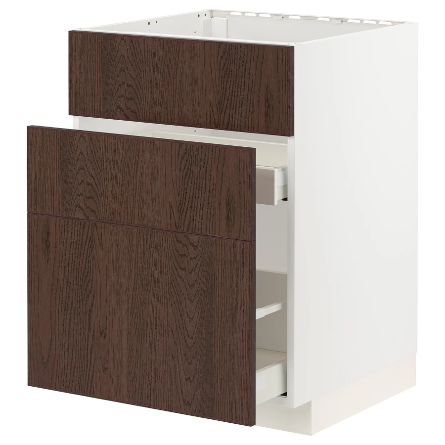 Напольный кухонный шкаф  - IKEA METOD MAXIMERA, 88x62x60см, белый/коричневый, МЕТОД МАКСИМЕРА ИКЕА (изображение №1)