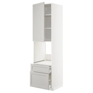Высокий шкаф - IKEA METOD/MAXIMERA/МЕТОД/МАКСИМЕРА ИКЕА, 220х60х60 см, белый/светло-серый