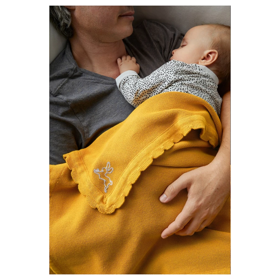 Детское одеяло - IKEA SOLGUL/СОЛГУЛЬ ИКЕА , 90х70 см, желтый, (изображение №3)