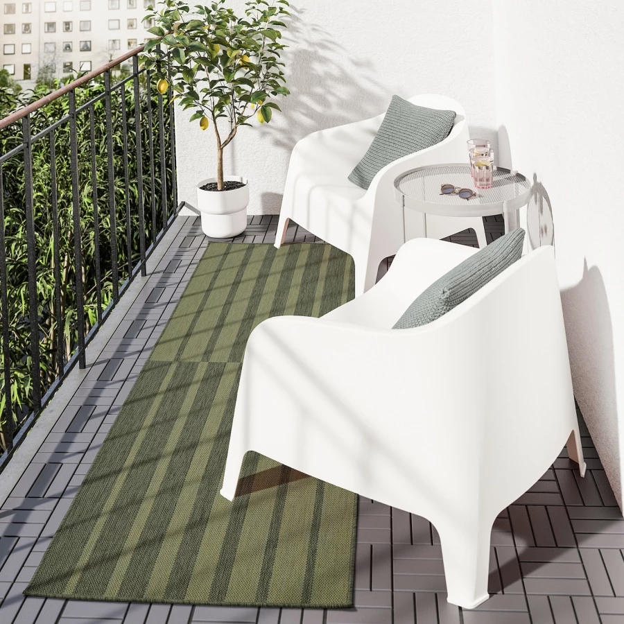 Текстильный ковер для дома и улицы - IKEA KANTSTOLPE/КАНТСТОЛП ИКЕА, 250х80 см, зеленый (изображение №5)