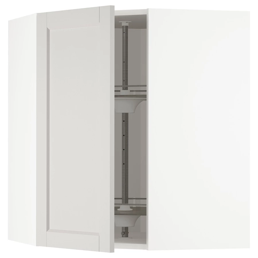Угловой навесной шкаф с каруселью - METOD  IKEA/  МЕТОД ИКЕА, 80х68 см, белый/светло-серый (изображение №1)