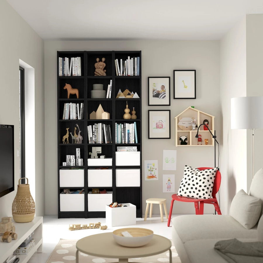 Книжный шкаф -  BILLY IKEA/ БИЛЛИ ИКЕА,120х28х237 см, черный (изображение №3)