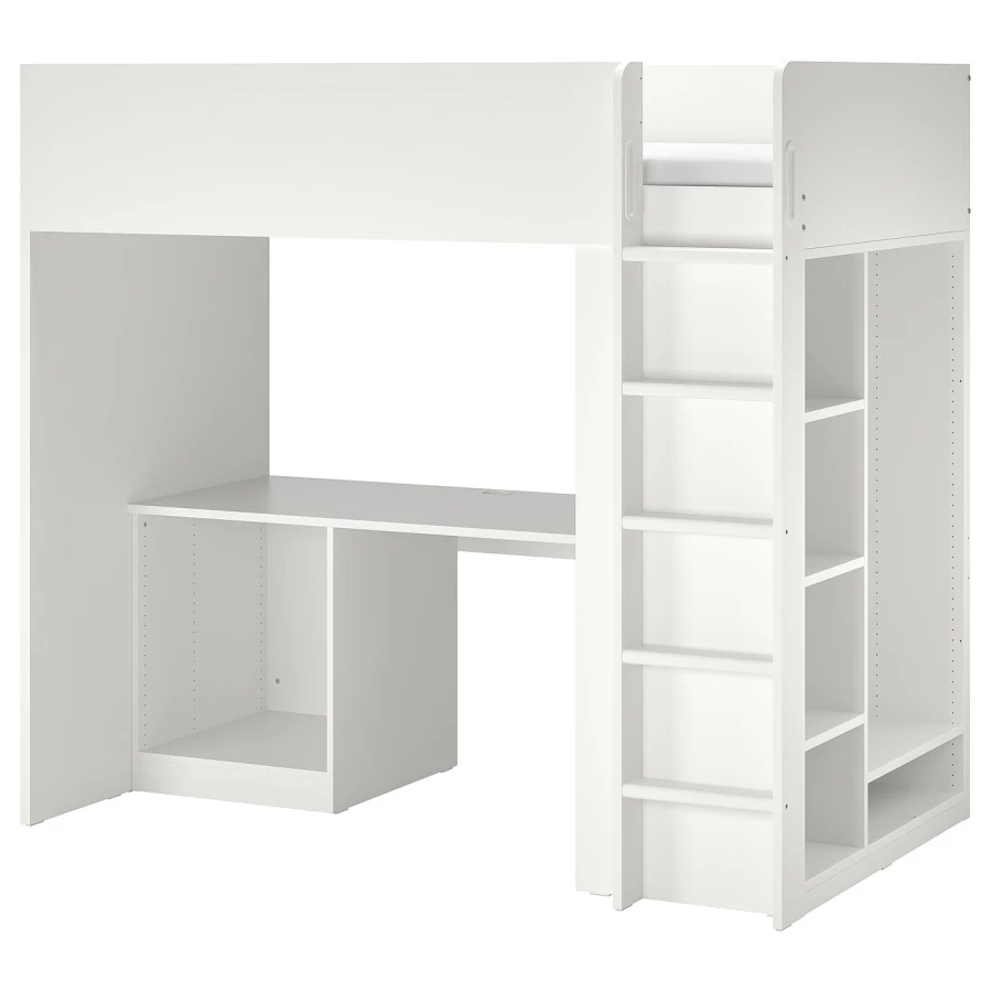 Кровать двухъярусная - IKEA SMÅSTAD/SMASTAD/СМОСТАД ИКЕА, 90x200 см, белый (изображение №1)