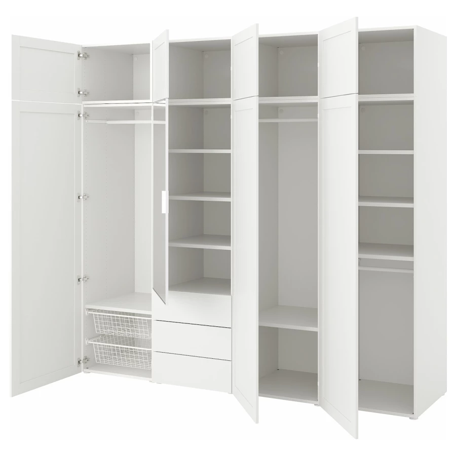 Платяной шкаф - IKEA PLATSA/ПЛАТСА ИКЕА, 57x221x240, белый (изображение №1)