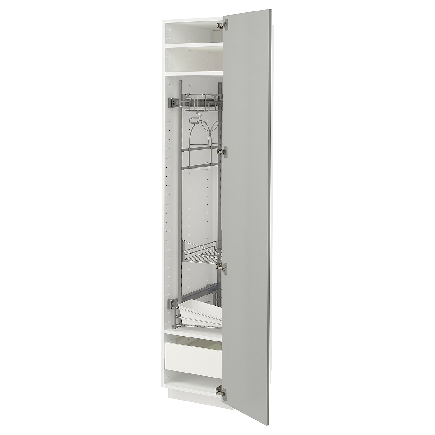 Высокий кухонный шкаф/бытовой - IKEA METOD/MAXIMERA/МЕТОД/МАКСИМЕРА ИКЕА, 200х60х40 см, белый/серый