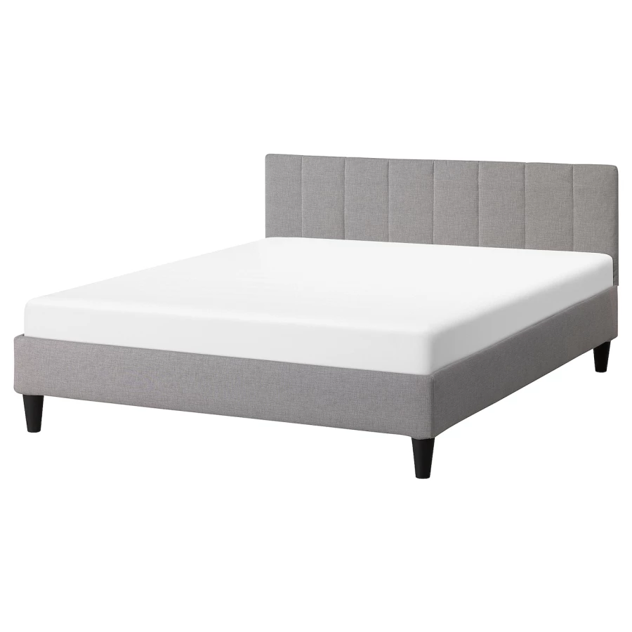 Каркас кровати с мягкой обивкой - IKEA FALUDDEN, 200х140 см, серый, ФАЛЮДДЕН ИКЕА (изображение №1)