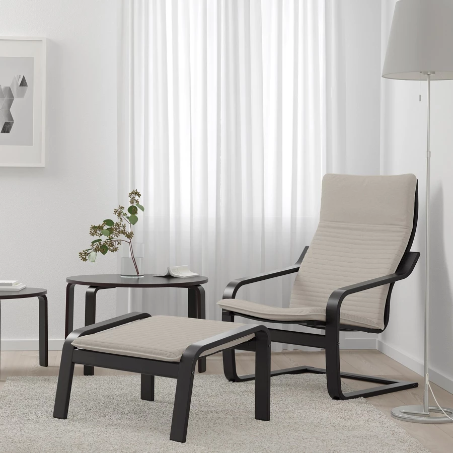 Кресло-качалка - POÄNG / POАNG IKEA/  ПОЭНГ ИКЕА,  72х62 см, светло-бежевый (изображение №4)