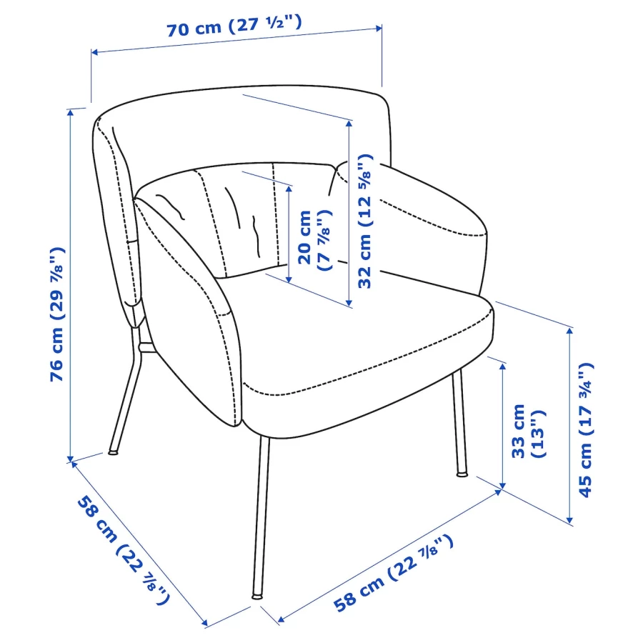 Кресло с подголовником - IKEA BINGSTA, 70х58х76 см, оранжевый, БИНГСТА ИКЕА (изображение №6)