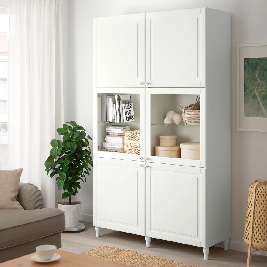 Комбинация для хранения - IKEA BESTÅ/BESTA/ БЕСТА/БЕСТО ИКЕА, 120x42x202 см, белый, (изображение №6)