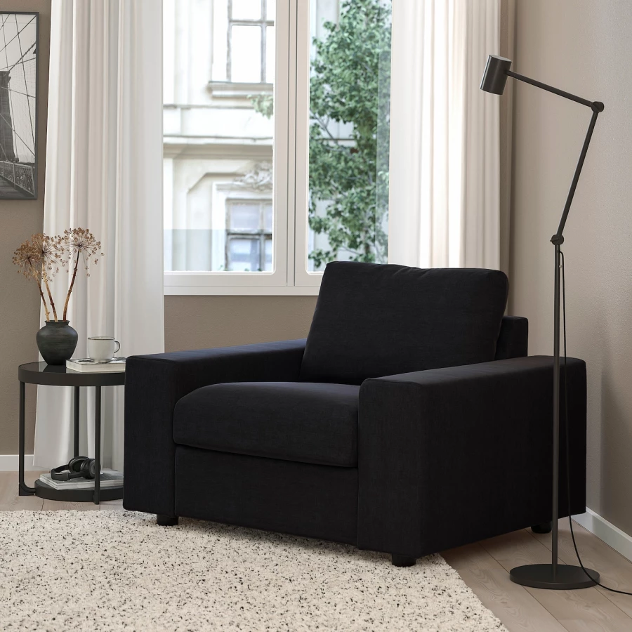 Кресло - IKEA VIMLE, 115х98х83 см, черный, ВИМЛЕ ИКЕА (изображение №2)