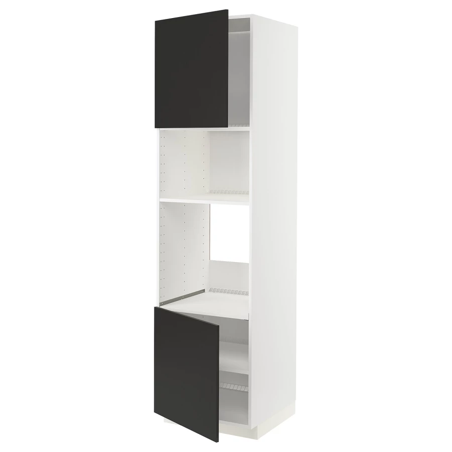 Кухонный шкаф-пенал - IKEA METOD/МЕТОД ИКЕА, 220х60х60 см, белый/черный (изображение №1)
