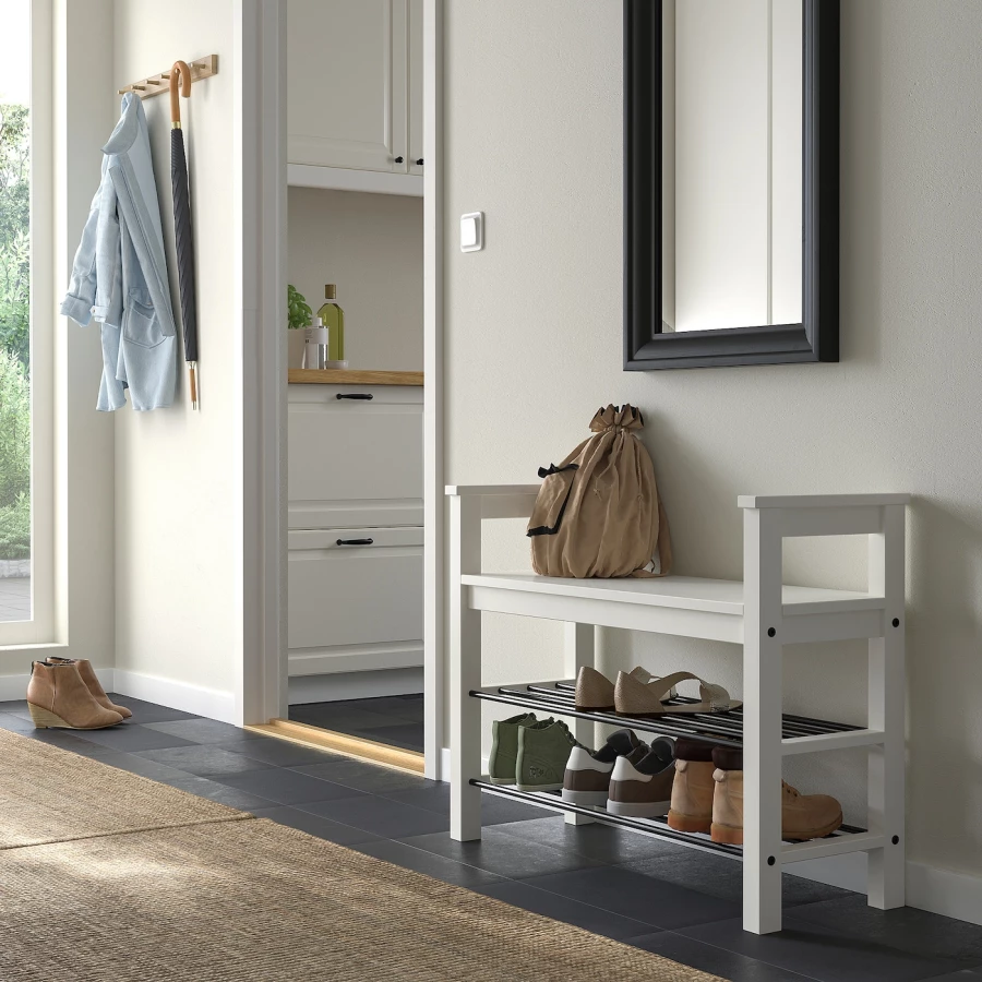 Скамья с полкой для обуви - IKEA HEMNES/ХЕМНЭС ИКЕА, 32x65x85 см, белый (изображение №7)