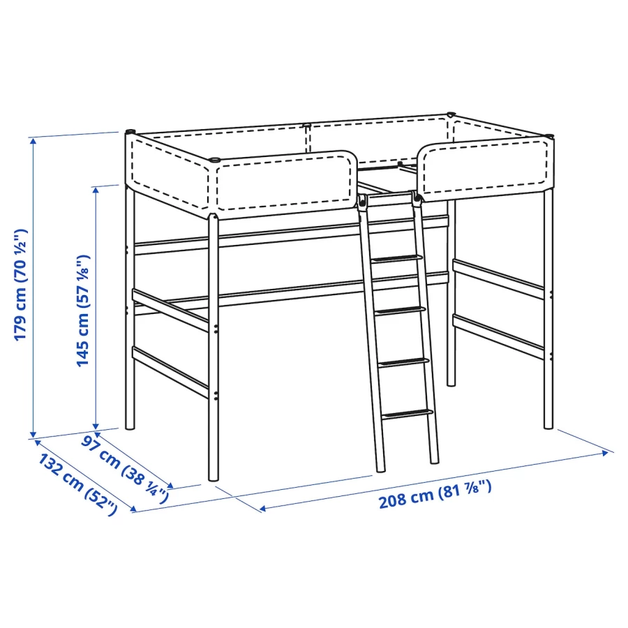 Кровать-чердак - TUFFING  IKEA/ТУФФИНГ ИКЕА,  179х97 см,  серый (изображение №4)