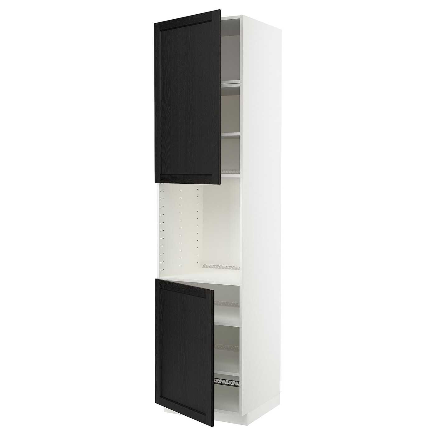 Кухонный шкаф-пенал - IKEA METOD/МЕТОД ИКЕА, 240х60х60 см, черный/белый
