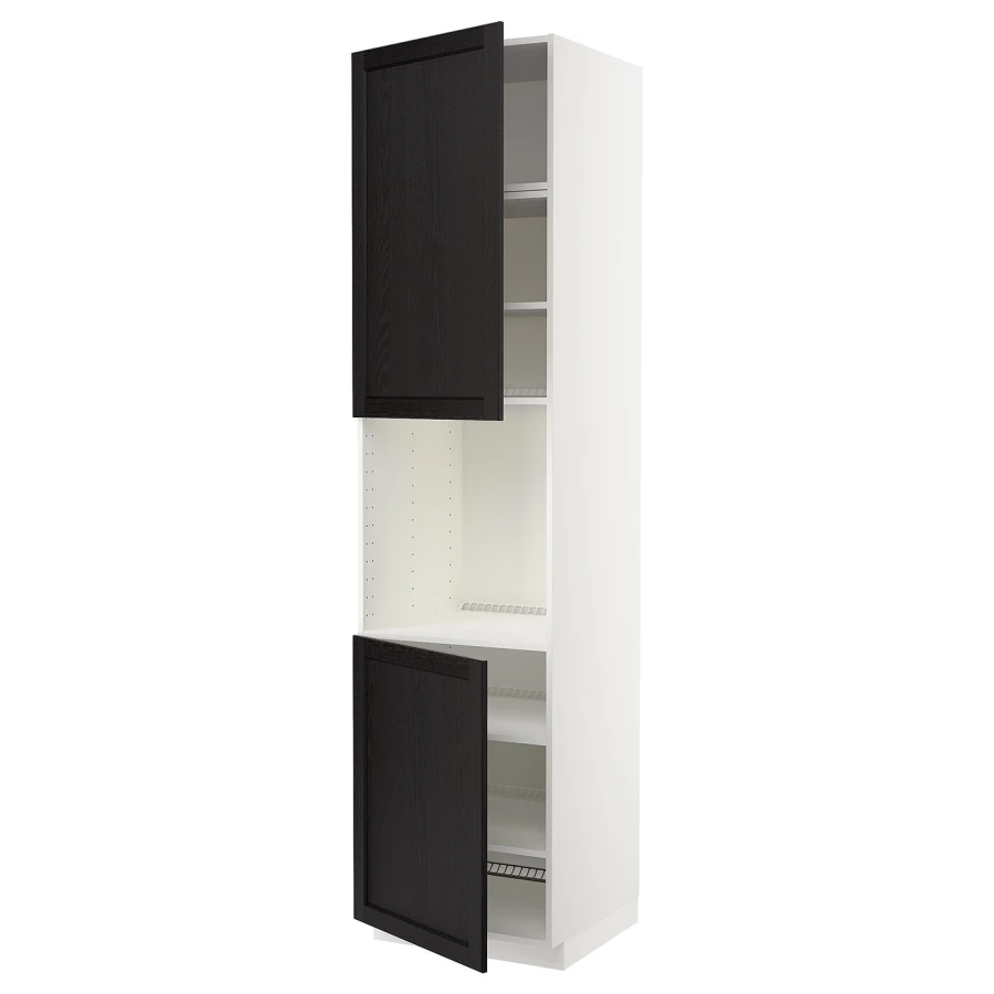 Кухонный шкаф-пенал - IKEA METOD/МЕТОД ИКЕА, 240х60х60 см, черный/белый (изображение №1)