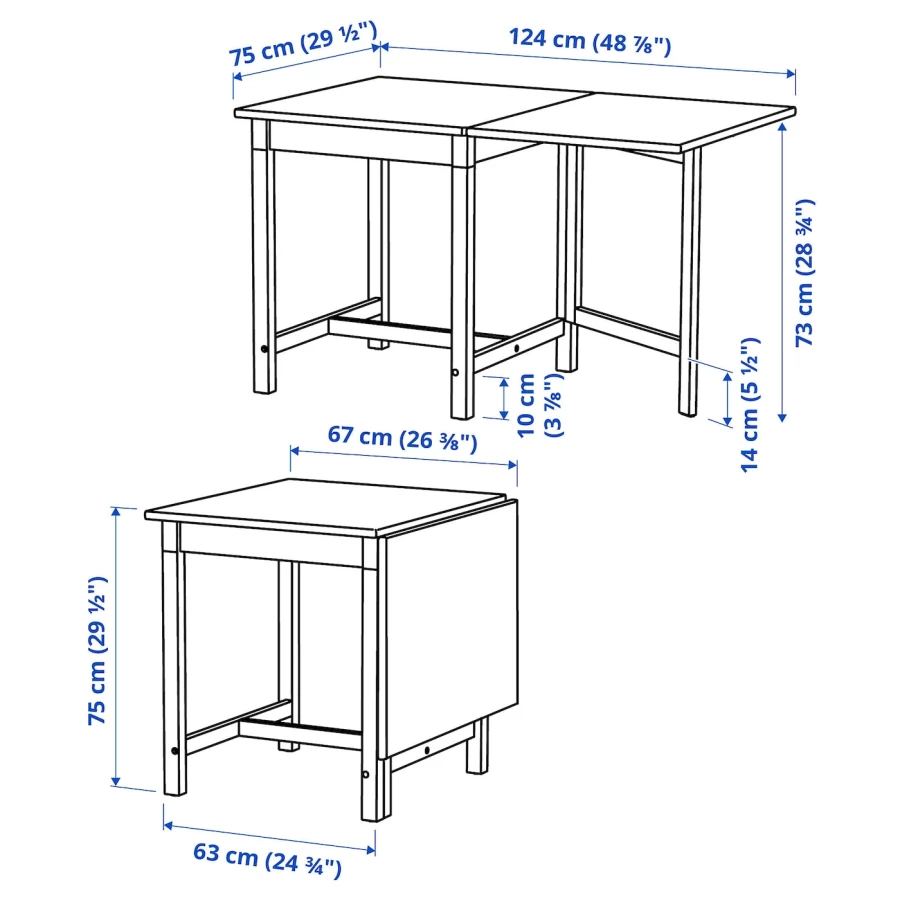 Раскладной кухонный стол - IKEA PINNTORP, 124/67х75х75 см, коричневый/белый, ПИННТОРП ИКЕА (изображение №5)