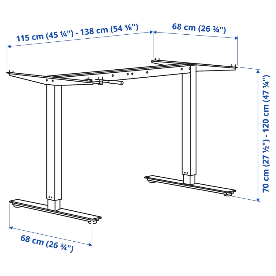 Каркас стола - IKEA TROTTEN, 120/70x160/120см, белый, ТРОТТЕН ИКЕА (изображение №7)