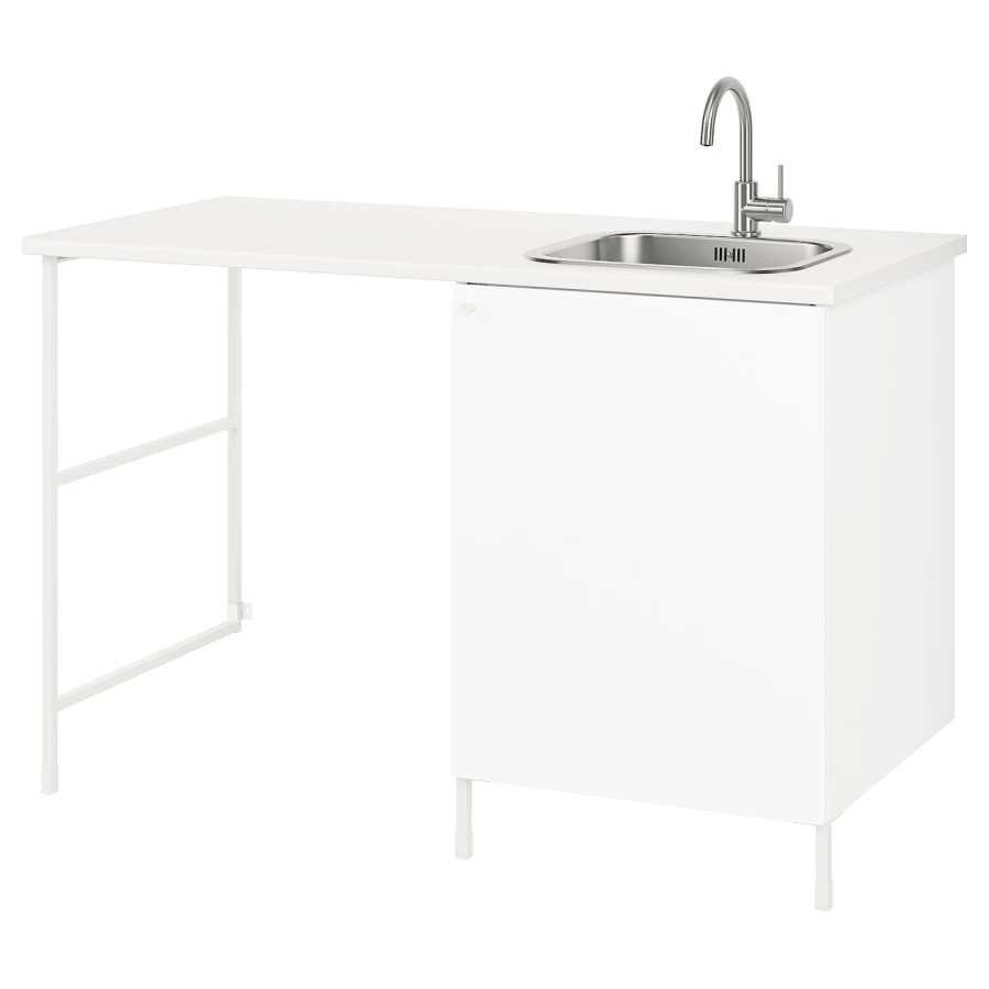 Комбинация шкафов для прачечной и кухни - ENHET  IKEA/ ЭНХЕТ ИКЕА, 139x63,5x87,5 см, белый (изображение №1)