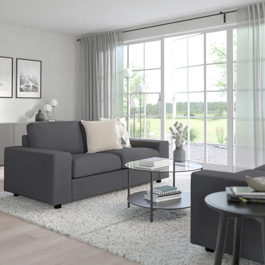 2-местный диван - IKEA VIMLE, 98x204см, темно-серый, ВИМЛЕ ИКЕА (изображение №3)
