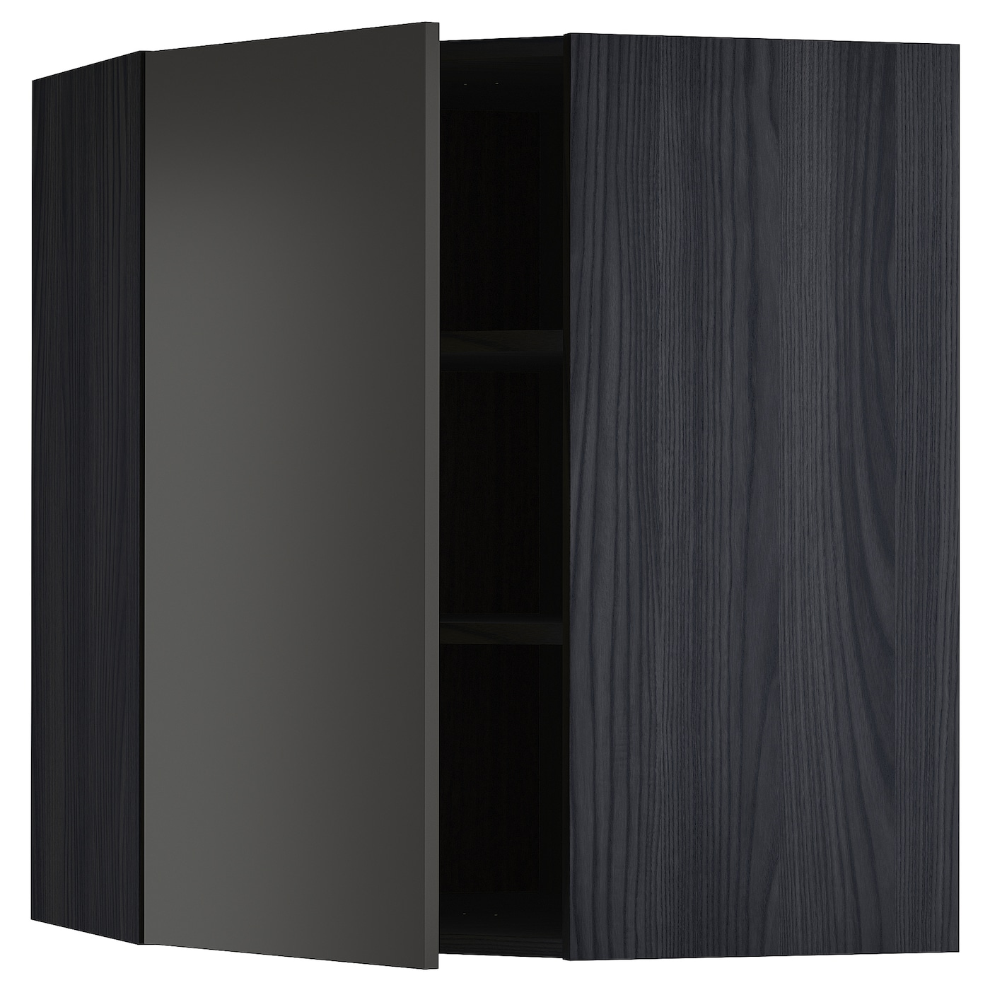 Угловой навесной шкаф с полками - METOD  IKEA/  МЕТОД ИКЕА, 80х68 см, черный