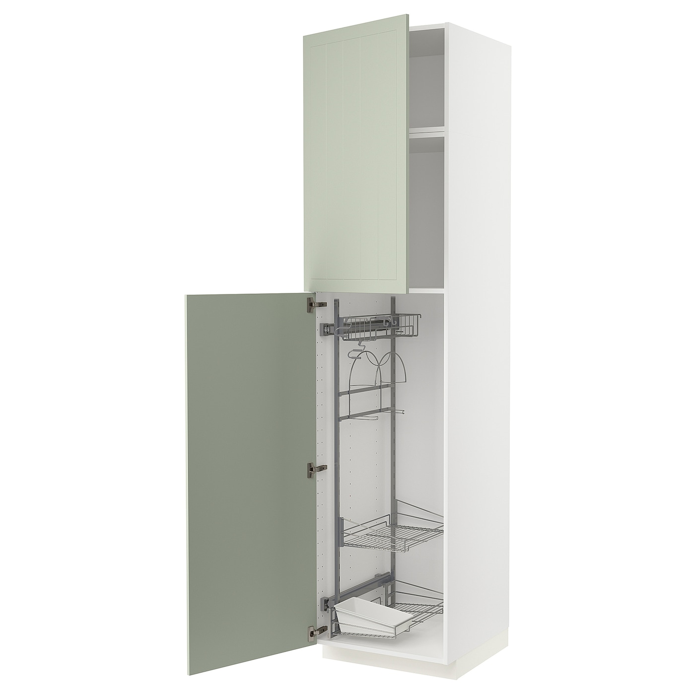 Высокий шкаф/бытовой - IKEA METOD/МЕТОД ИКЕА, 60х60х240 см, белый/зеленый