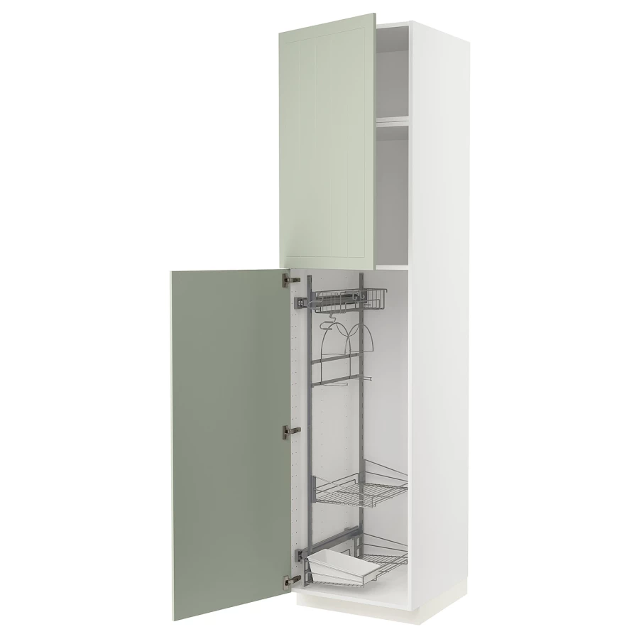 Высокий шкаф/бытовой - IKEA METOD/МЕТОД ИКЕА, 60х60х240 см, белый/зеленый (изображение №1)