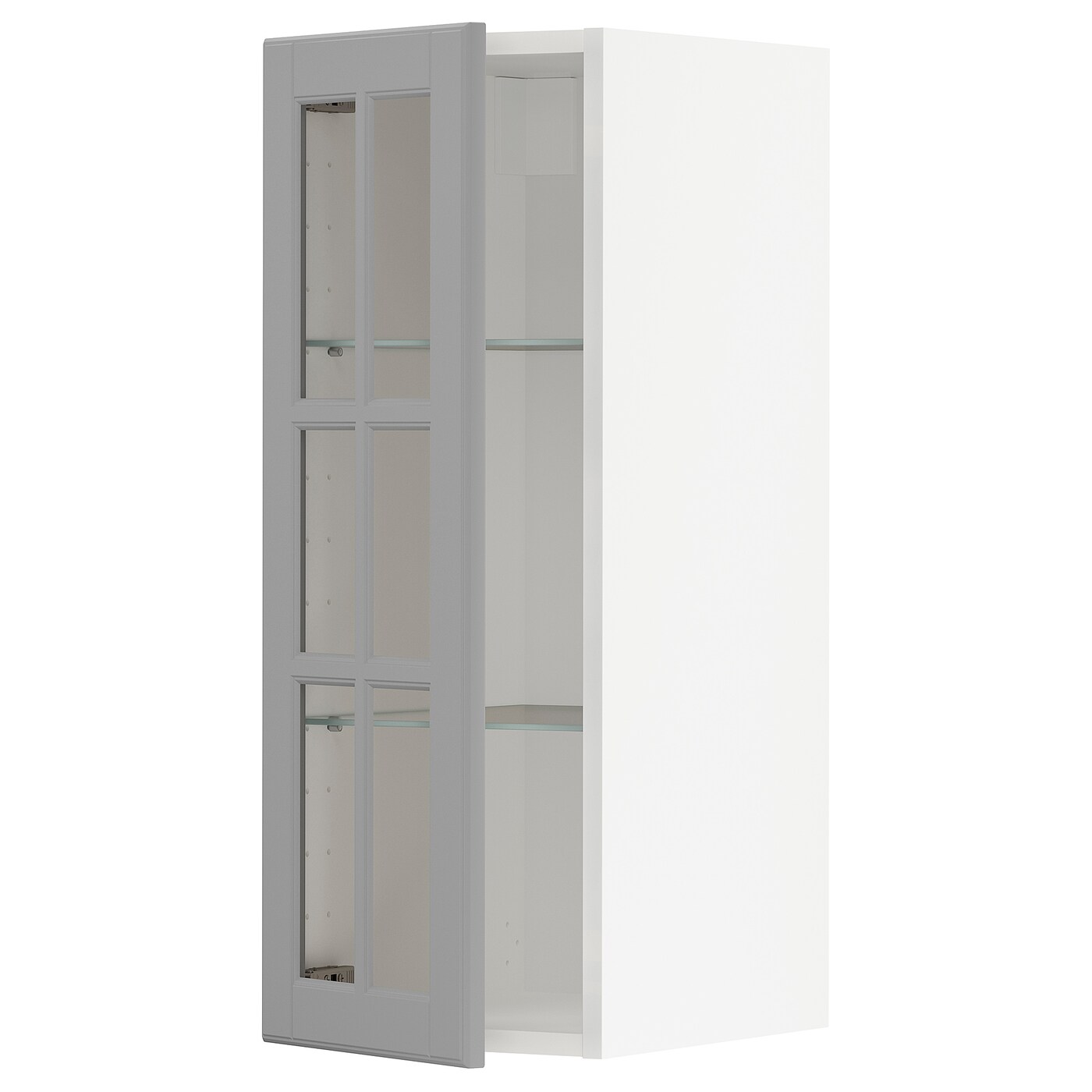 Шкаф со стеклянными дверцами  - METOD  IKEA/  МЕТОД ИКЕА, 80х30 см, белый/серый