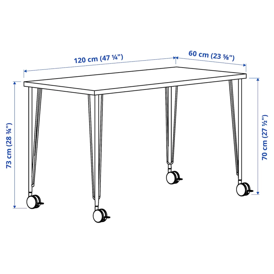 Письменный стол - IKEA MITTCIRKEL/KRILLE/МИТЦИРКЕЛЬ/КРИЛЛЕ ИКЕА, 120х60 см, сосна/белый (изображение №6)