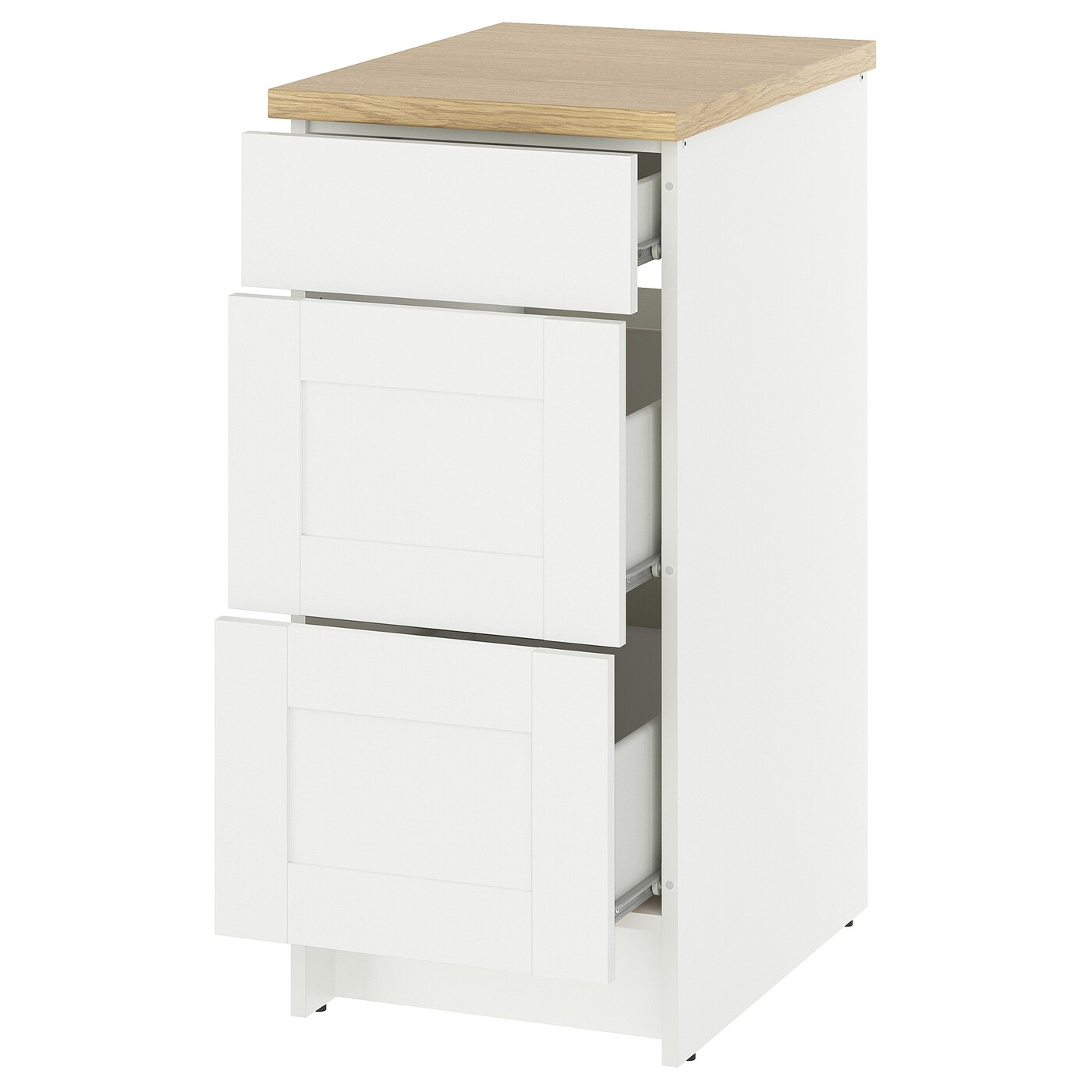 Напольный шкаф с выдвижными ящиками - IKEA KNOXHULT/КНОКСХУЛЬТ ИКЕА, 91x61x40см, белый/под беленый дуб