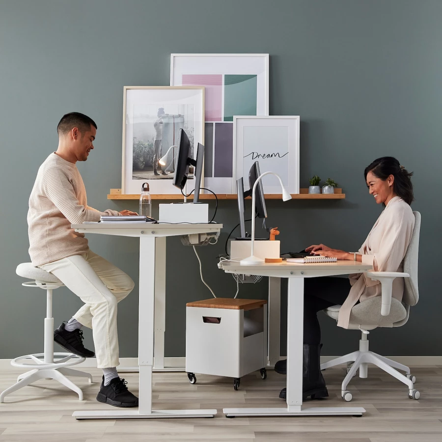 Письменный стол - IKEA TROTTEN, 120х70х72-122 см, бежевый/белый, ТРОТТЕН ИКЕА (изображение №2)