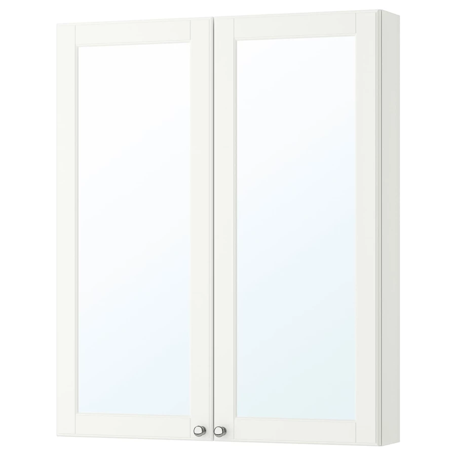 Зеркальный шкаф с 2 дверцами - IKEA GODMORGON/ГОДМОРГОН ИКЕА, 80x14x96 см, белый (изображение №1)