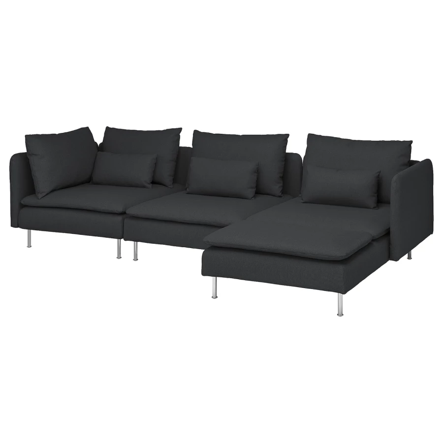 3-местный диван и шезлонг - IKEA SÖDERHAMN/SODERHAMN, 99x291см, черный, СЕДЕРХАМН ИКЕА (изображение №1)