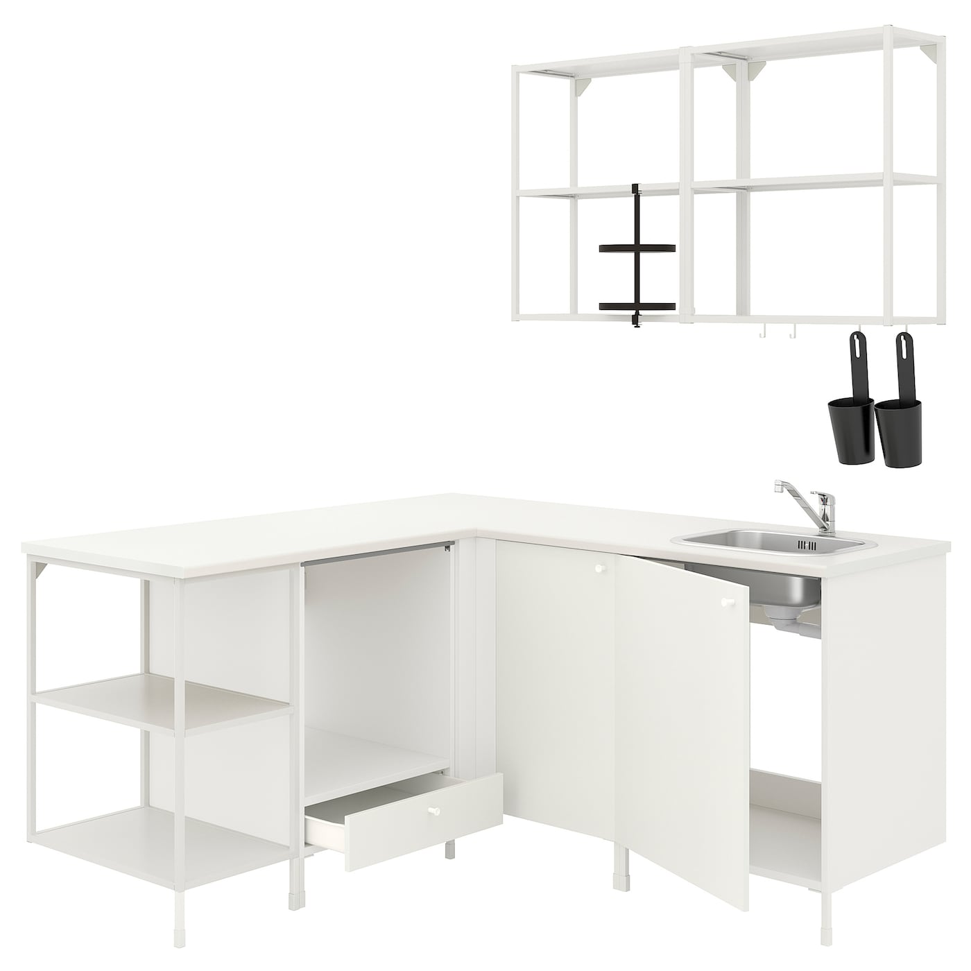 Угловая кухня -  ENHET  IKEA/ ЭНХЕТ ИКЕА, 170,5х75 см, белый