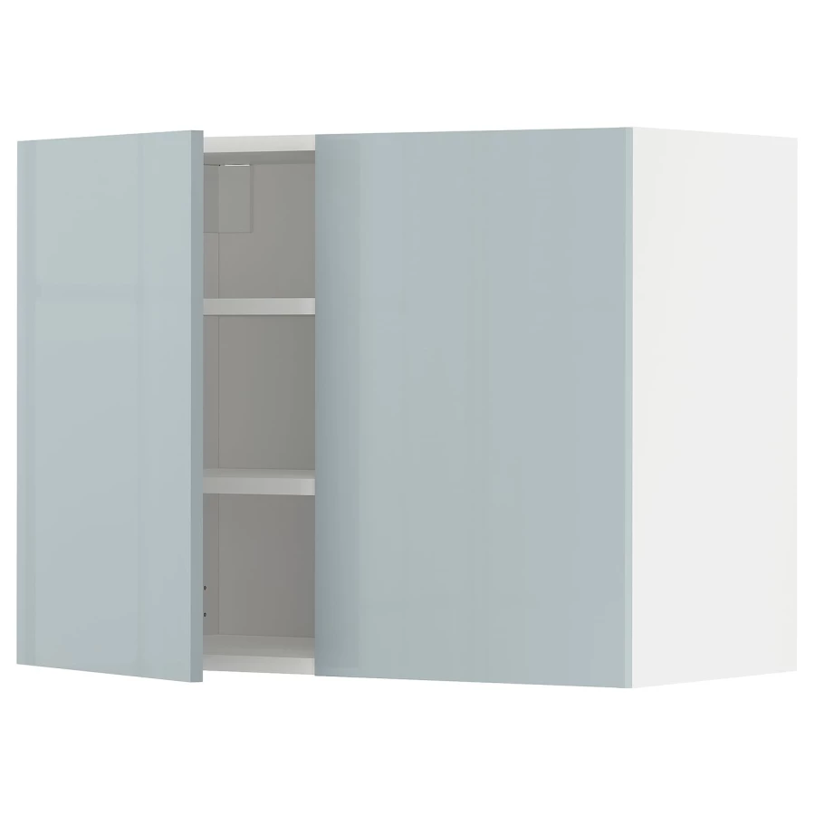 Навесной шкаф с полкой - METOD IKEA/ МЕТОД ИКЕА, 60х80 см, белый/светло-голубой (изображение №1)