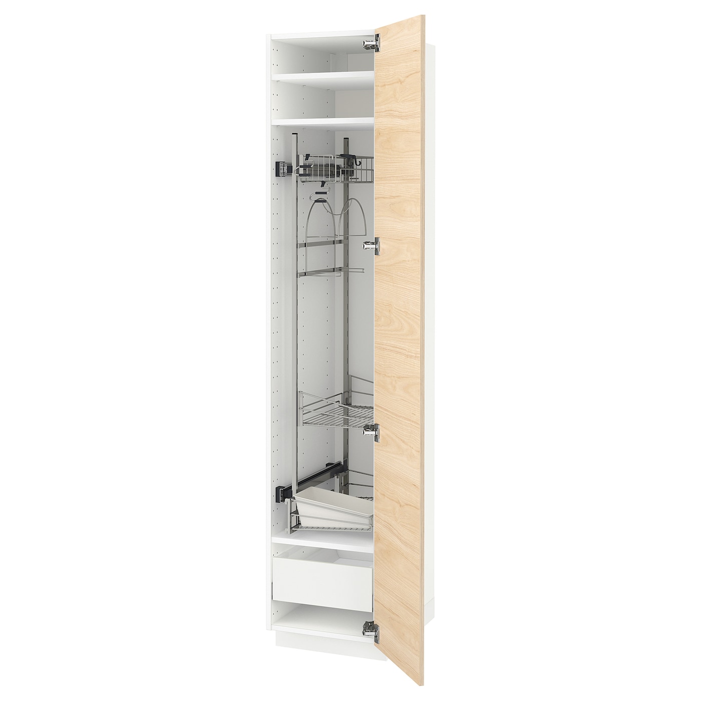 Высокий шкаф/бытовой - IKEA METOD/MAXIMERA/МЕТОД/МАКСИМЕРА ИКЕА, 200х60х40 см, белый/под беленый дуб