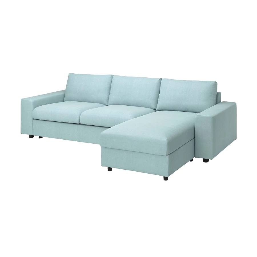 3-местный диван с шезлонгом - IKEA VIMLE, 98x285см, голубой, ВИМЛЕ ИКЕА (изображение №2)