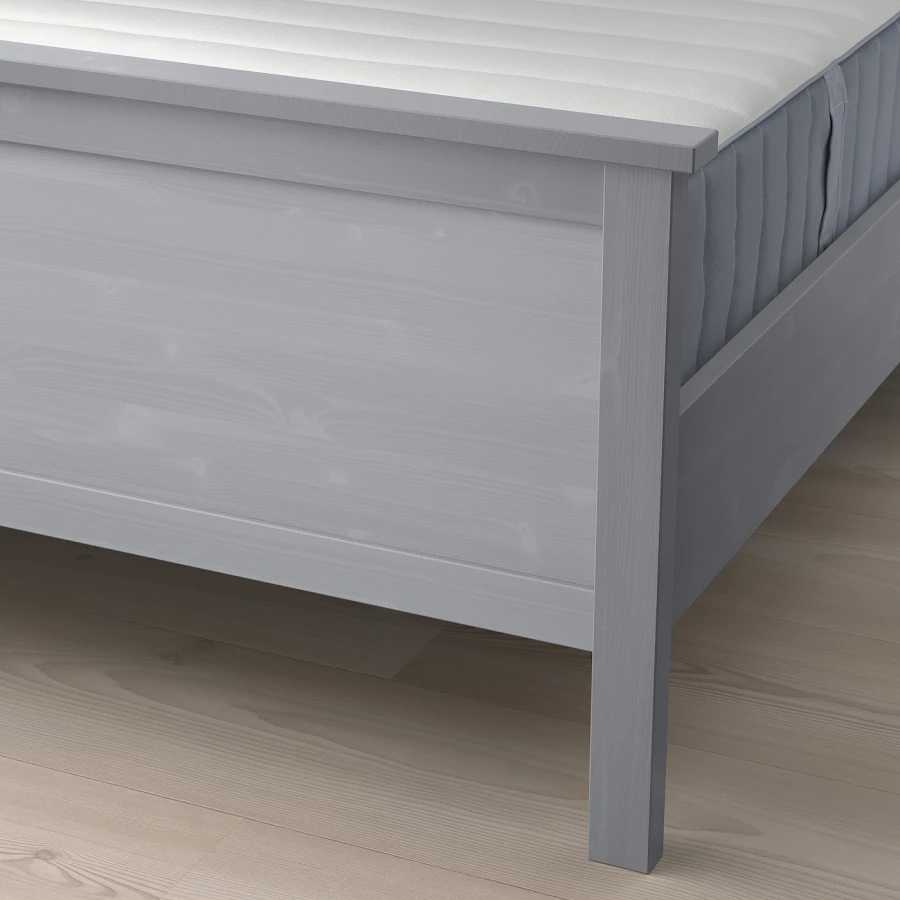 Кровать - IKEA HEMNES, 200х140 см, жесткий матрас, серый, ХЕМНЕС ИКЕА (изображение №4)