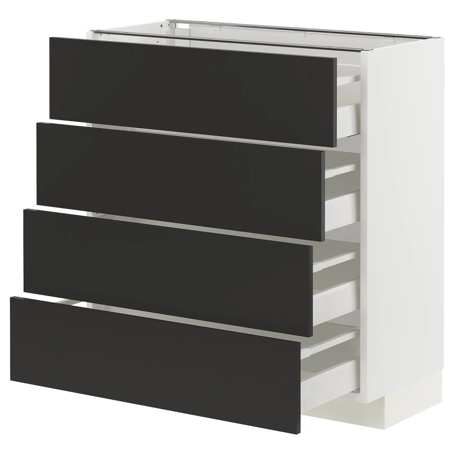 Напольный шкаф  - IKEA METOD MAXIMERA, 88x39,2x80см, белый/черный, МЕТОД МАКСИМЕРА ИКЕА (изображение №1)