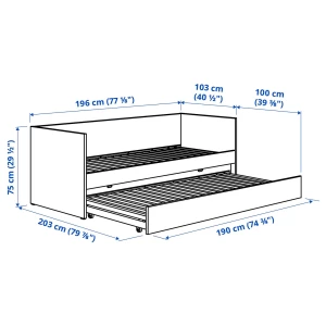Второе фото. VIHALS Кушетка с выдвижной кроватью/2 матраса ИКЕА