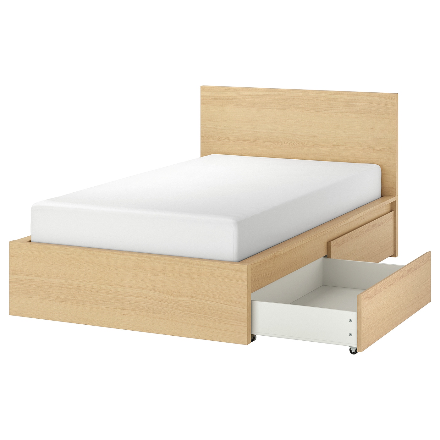 Каркас кровати с 2 ящиками для хранения - IKEA MALM, 200х120 см, под беленый дуб, МАЛЬМ ИКЕА