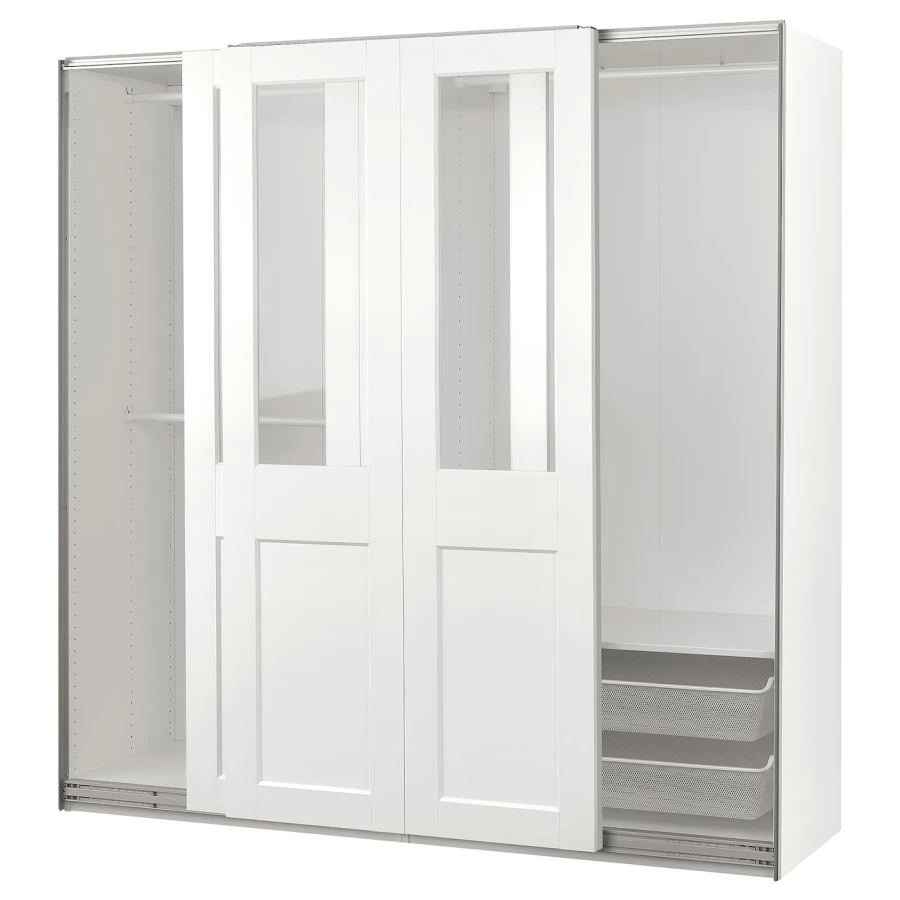 Шкаф-купе - PAX / GRIMO IKEA/ ПАКС/ ГРИМО ИКЕА, 200x66x201 см, белый (изображение №1)