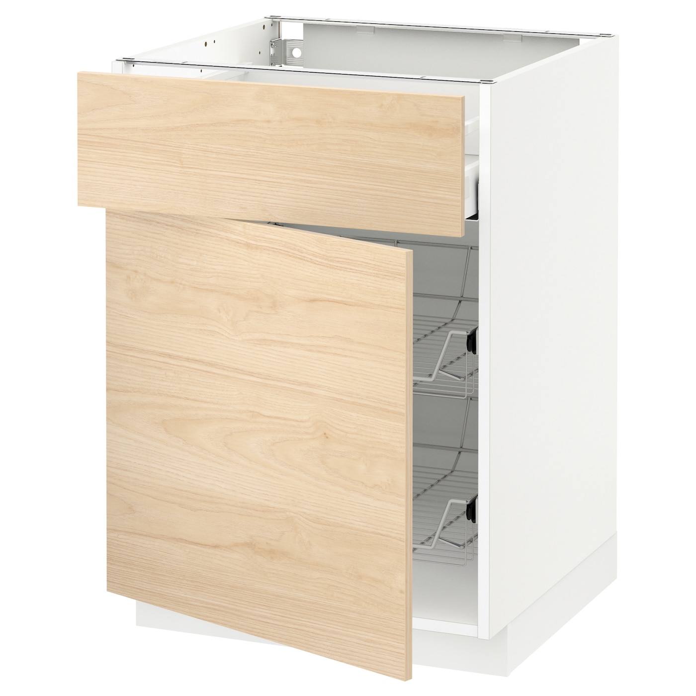 Напольный шкаф - METOD / MAXIMERA IKEA/ МЕТОД/ МАКСИМЕРА ИКЕА,  60х88 см, белый/под беленый дуб