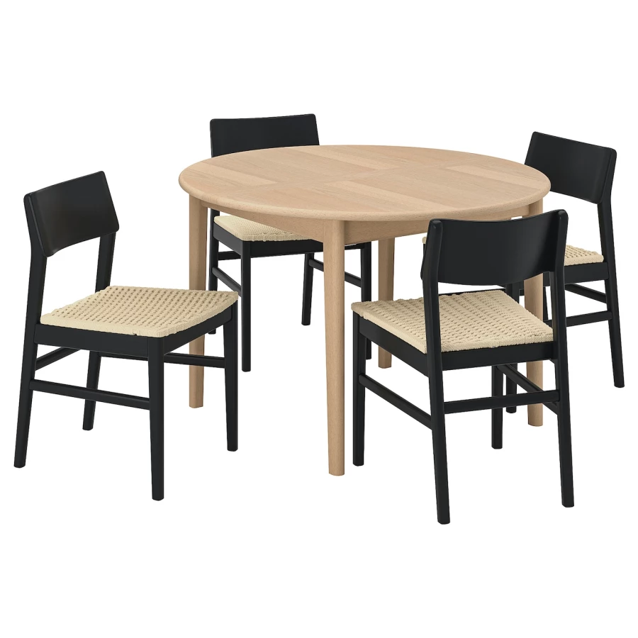 Стол и 4 стула - SKANSNÄS/SKANSNАS IKEA/ СКАНСНАС ИКЕА, 170х75 см,  под беленый дуб /черный (изображение №1)