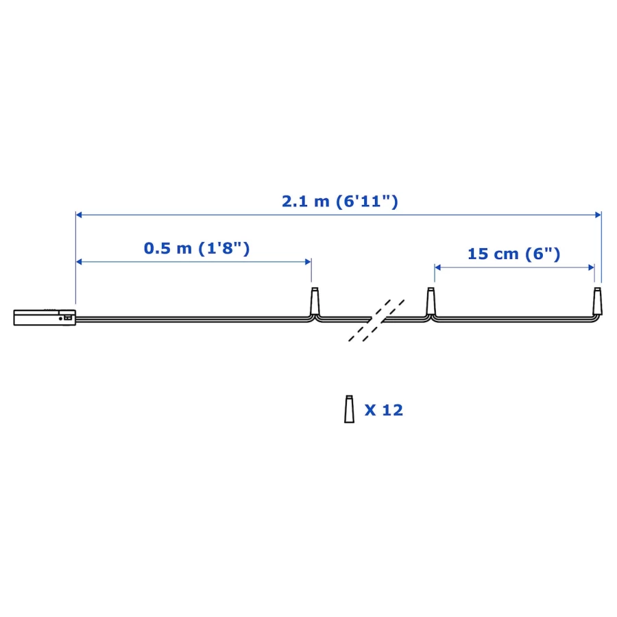 Осветительная цепочка - IKEA LEDFYR/ЛЕДФИР ИКЕА, 2,1 м, белый (изображение №5)