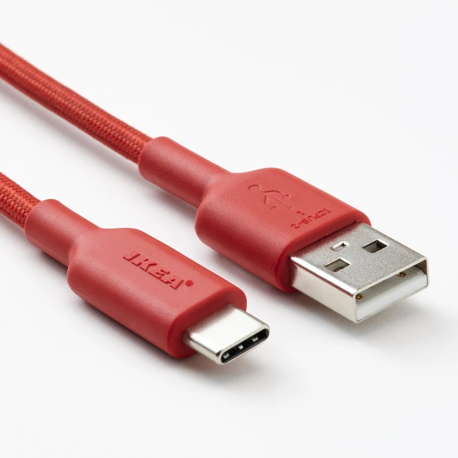 Кабель USB-A — USB-C  - LILLHULT IKEA/ ЛИЛЛЬХУЛЬТ ИКЕА, красный (изображение №2)