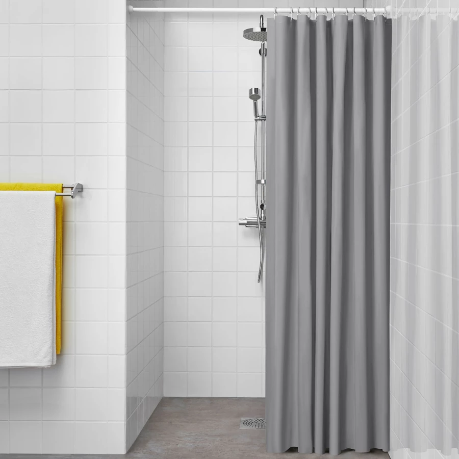 Занавеска для душа - IKEA LUDDHAGTORN, 180х200 см, темно-серый, ЛУДДХАГТОРН ИКЕА (изображение №2)
