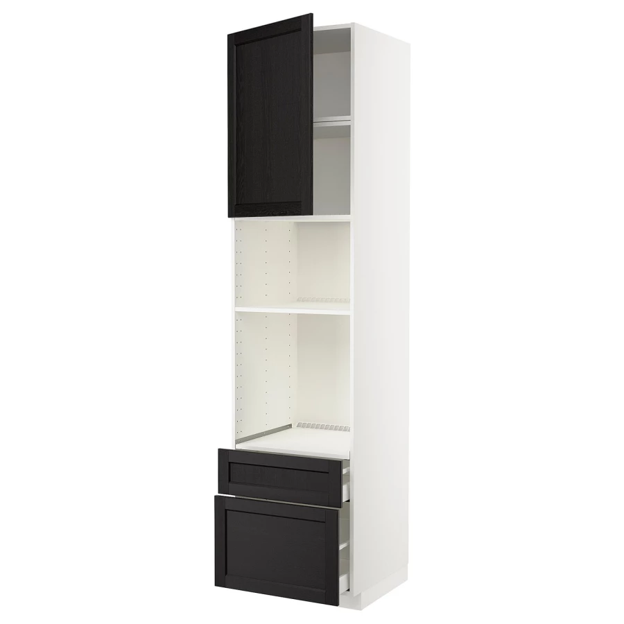 Высокий шкаф - IKEA METOD/MAXIMERA/МЕТОД/МАКСИМЕРА ИКЕА, 240х60х60 см, белый/черный (изображение №1)