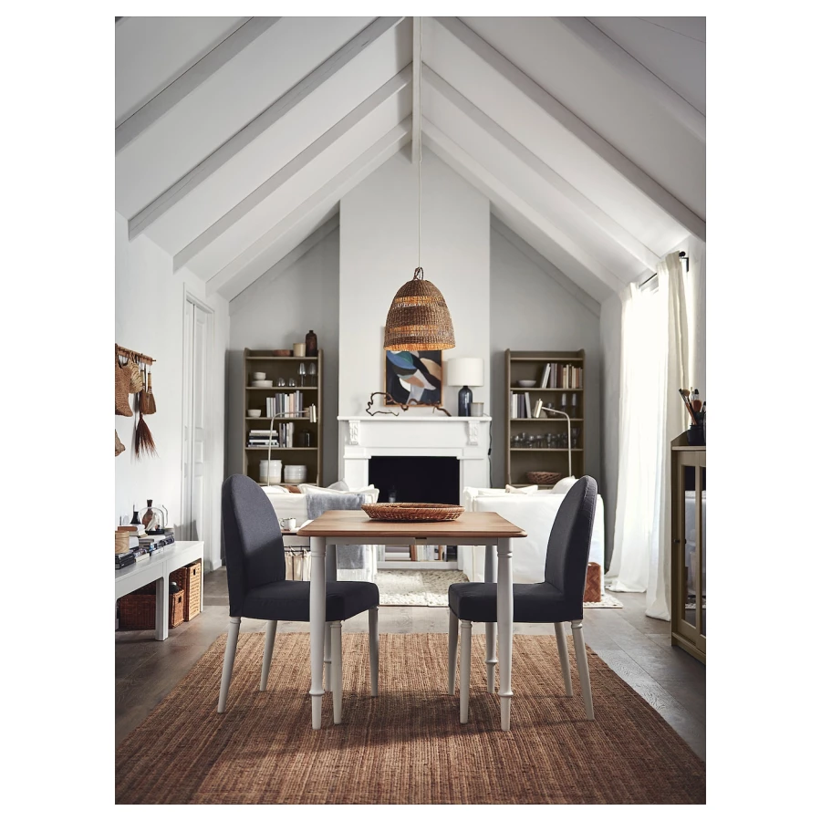 Стол обеденный - IKEA DANDERYD, 130х80 см, дубовый шпон/белый, ДАНДЭРЮД ИКЕА (изображение №5)